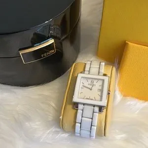 Fendi White Ceramic Stainless Steel Quadro Women\'s Wristwatch Fendi Quadro 30mm Watch - White | Editorialist main image 2